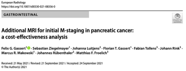 European Radiology:影像学检查在胰腺癌M分期的附加价值