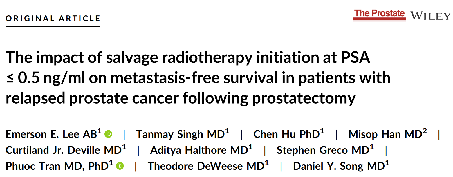 Prostate：在PSA≤0.5ng/ml时启动挽救性放疗对术后复发的前列腺癌患者的无转移生存影响如何？