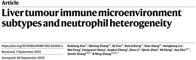 Nature：张宁、朱继业等团队从单细胞精度定义肝癌五种免疫微环境亚型