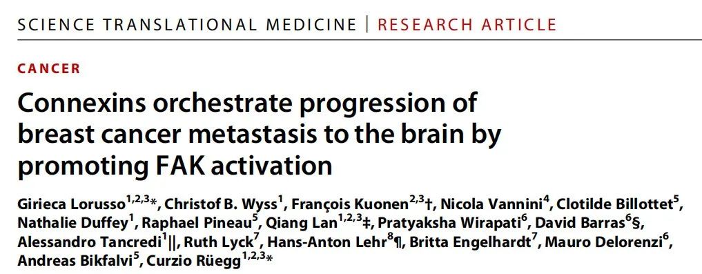 Science子刊：揭开乳腺癌的脑转移通路，并提出潜在治疗策略
