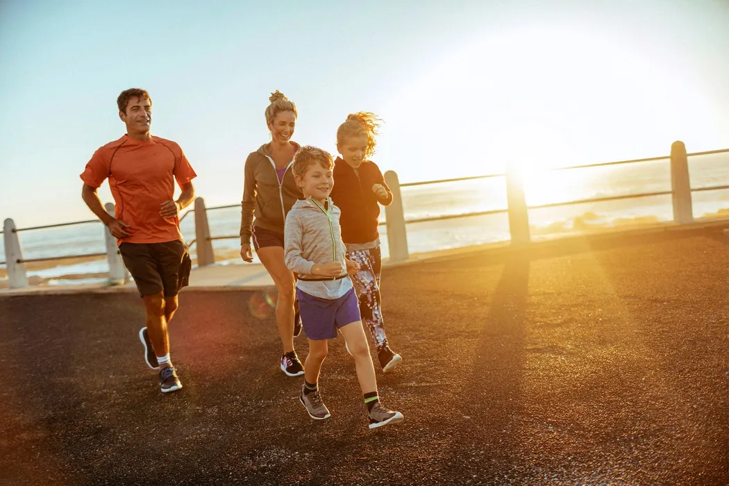 Family Walking Jogging Exercise Outside